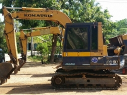komatsu pc60-5 สวยๆ พร้อมใช้งาน ขายพร้อมหัวคีบไม้ เครื่องดี ปั๊มแรง 087-2976734 095-0403929