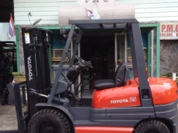 +++ ขายโฟล์คลิฟท์ TOYOTA 6FD25 ขนาด 2.5 ตัน เครื่องยนต์ดีเซล 2Z เสา 3 เมตร เกียร์ธรรมดา งา